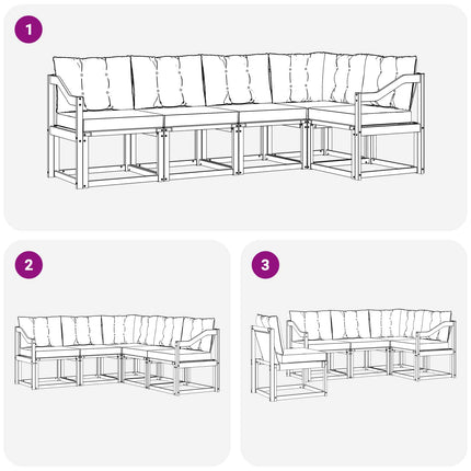 Udendørs sofagruppe med pude 5 pcs Hvid og Beige