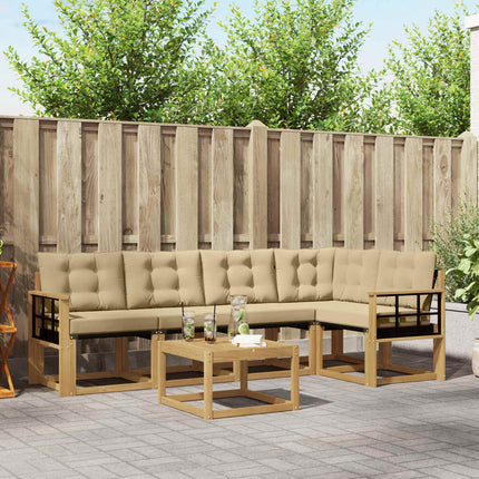 Udendørs sofagruppe med pude 6 pcs Hvid og Beige