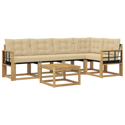 Udendørs sofagruppe med pude 6 pcs Hvid og Beige