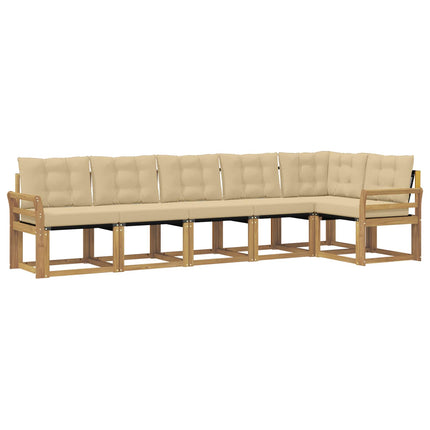 Udendørs sofagruppe med pude 6 pcs Hvid og Beige