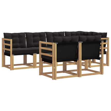 Udendørs sofagruppe med pude 7 pcs Hvid og sort