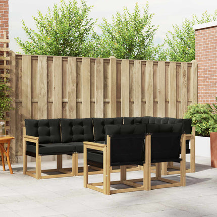 Udendørs sofagruppe med pude 7 pcs Hvid og sort