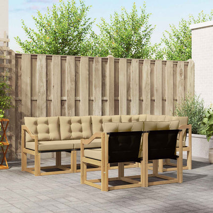 Udendørs sofagruppe med pude 7 pcs Hvid og Beige