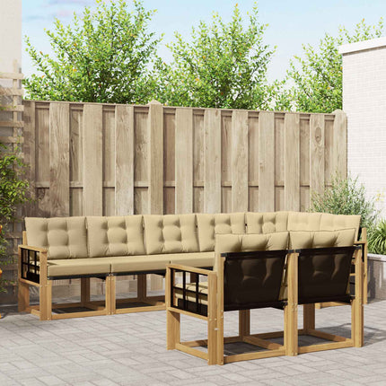 Udendørs sofagruppe med pude 8 pcs Hvid og Beige