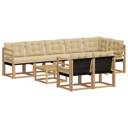 Udendørs sofagruppe med pude 9 pcs Hvid og Beige