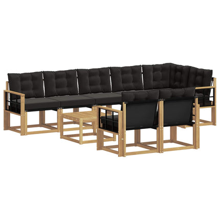 Udendørs sofagruppe med pude 9 pcs Hvid og sort