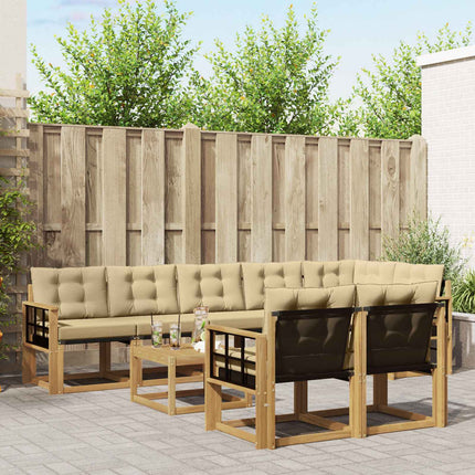 Udendørs sofagruppe med pude 9 pcs Hvid og Beige