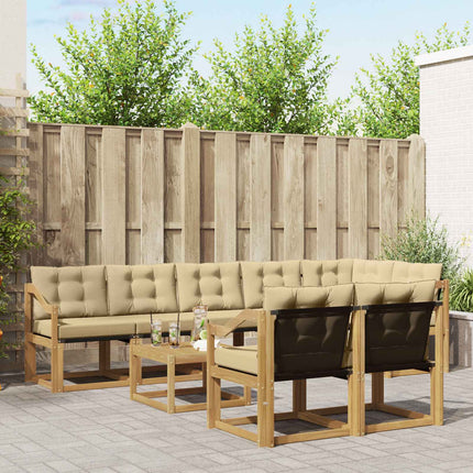 Udendørs sofagruppe med pude 9 pcs Hvid og Beige