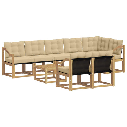 Udendørs sofagruppe med pude 9 pcs Hvid og Beige