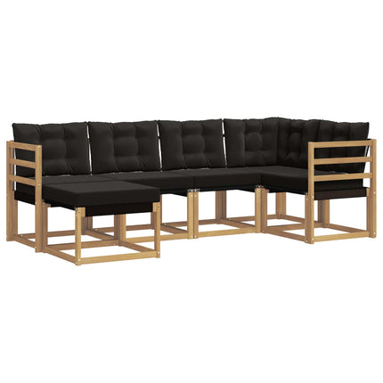 Udendørs sofagruppe med pude 6 pcs Hvid og sort