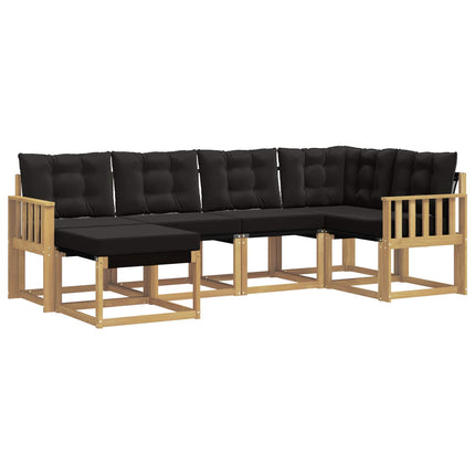 Udendørs sofagruppe med pude 6 pcs Hvid og sort