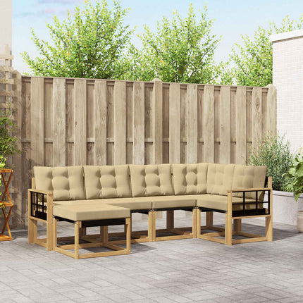 Udendørs sofagruppe med pude 6 pcs Hvid og Beige