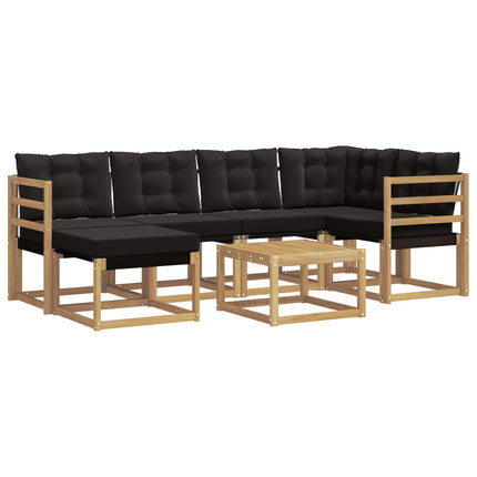 Udendørs sofagruppe med pude 7 pcs Hvid og sort