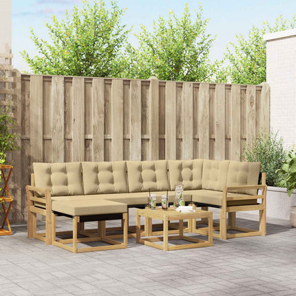 Udendørs sofagruppe med pude 7 pcs Hvid og Beige