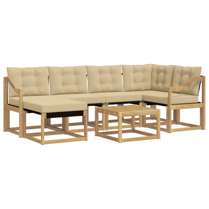 Udendørs sofagruppe med pude 7 pcs Hvid og Beige