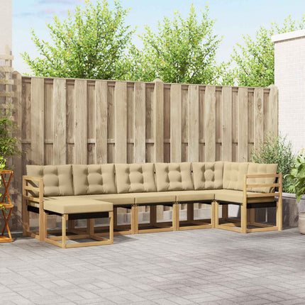 Udendørs sofagruppe med pude 7 pcs Hvid og Beige