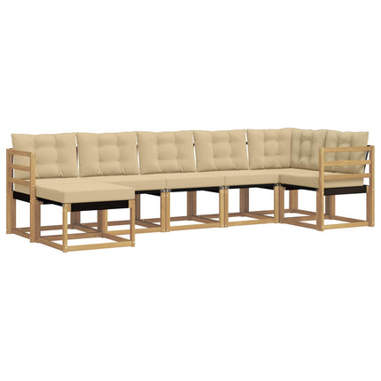 Udendørs sofagruppe med pude 7 pcs Hvid og Beige