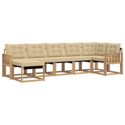 Udendørs sofagruppe med pude 7 pcs Hvid og Beige