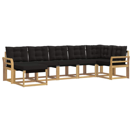 Udendørs sofagruppe med pude 7 pcs Hvid og sort