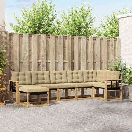 Udendørs sofagruppe med pude 7 pcs Hvid og Beige