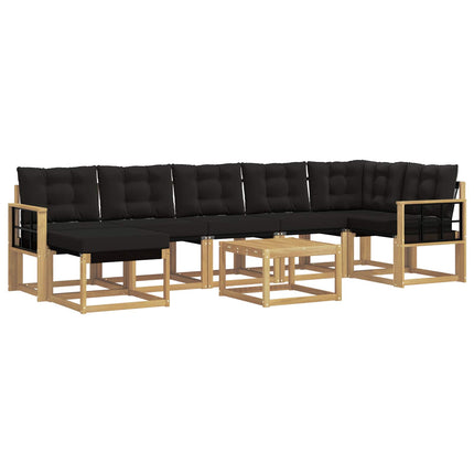 Udendørs sofagruppe med pude 8 pcs Hvid og sort