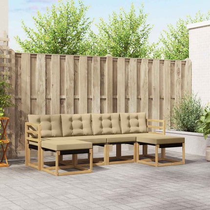Udendørs sofagruppe med pude 6 pcs Hvid og Beige