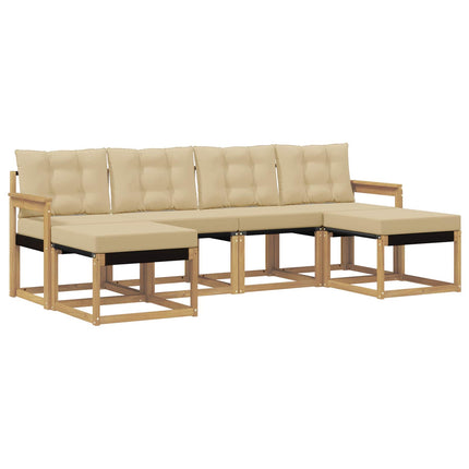 Udendørs sofagruppe 6 stk. Hvid og Beige
