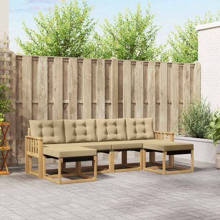 Udendørs sofagruppe med pude 6 pcs Hvid og Beige