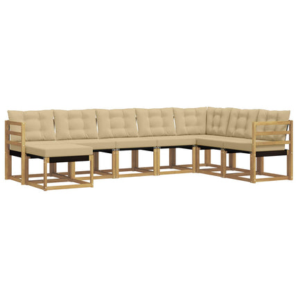 Udendørs sofagruppe med pude 8 pcs Hvid og Beige
