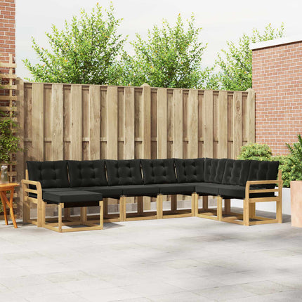 Udendørs sofagruppe med pude 8 pcs Hvid og sort