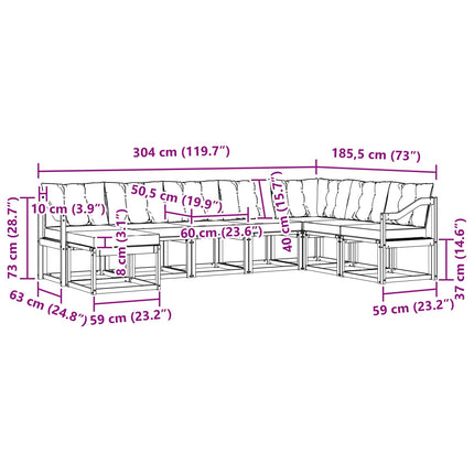 Udendørs sofagruppe med pude 8 pcs Hvid og Beige
