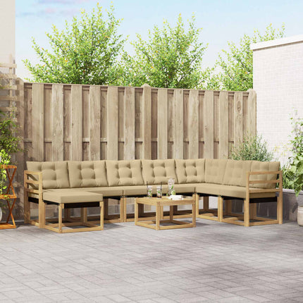 Udendørs sofagruppe med pude 9 pcs Hvid og Beige