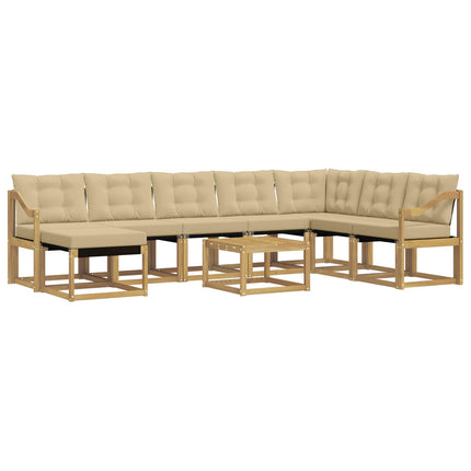 Udendørs sofagruppe med pude 9 pcs Hvid og Beige