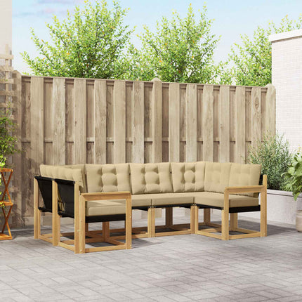 Udendørs sofagruppe med pude 6 pcs Hvid og Beige