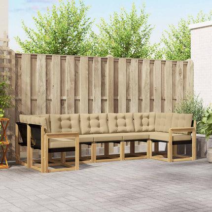 Udendørs sofagruppe med pude 7 pcs Hvid og Beige