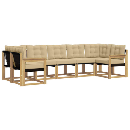 Udendørs sofagruppe med pude 7 pcs Hvid og Beige