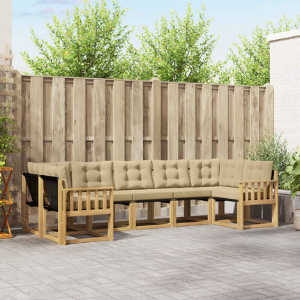 Udendørs sofagruppe med pude 7 pcs Hvid og Beige