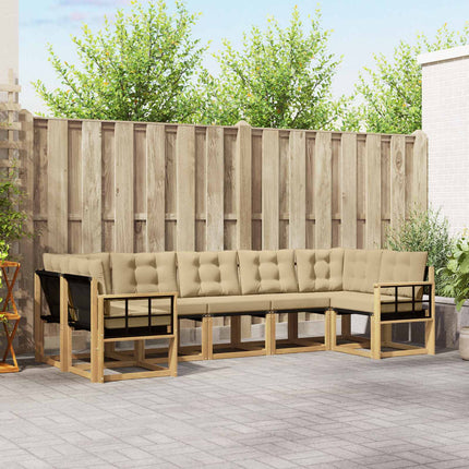 Udendørs sofagruppe med pude 7 pcs Hvid og Beige