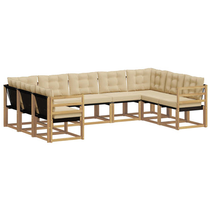 Udendørs sofagruppe med pude 9 pcs Hvid og Beige