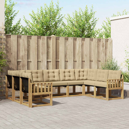 Udendørs sofagruppe med pude 9 pcs Hvid og Beige