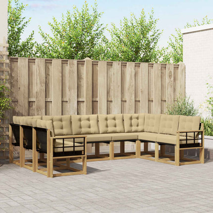 Udendørs sofagruppe med pude 9 pcs Hvid og Beige