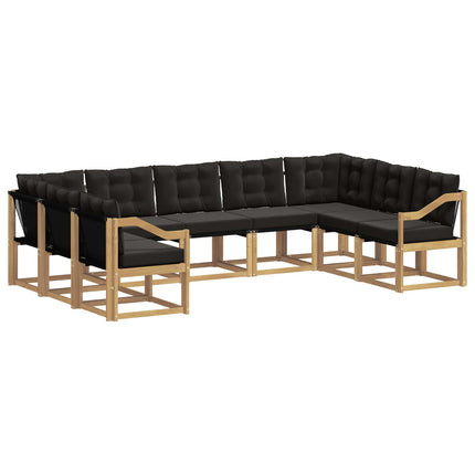 Udendørs sofagruppe med pude 9 pcs Hvid og sort