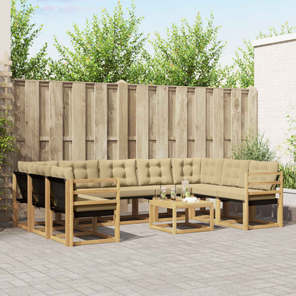 Udendørs sofagruppe med pude 10 pcs Hvid og Beige