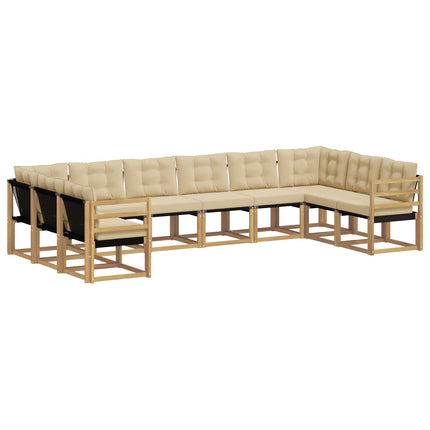Udendørs sofagruppe med pude 10 pcs Hvid og Beige