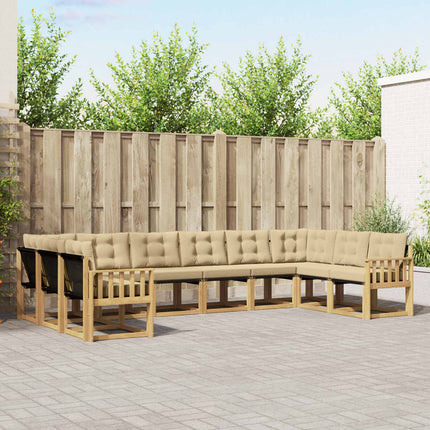 Udendørs sofagruppe med pude 10 pcs Hvid og Beige
