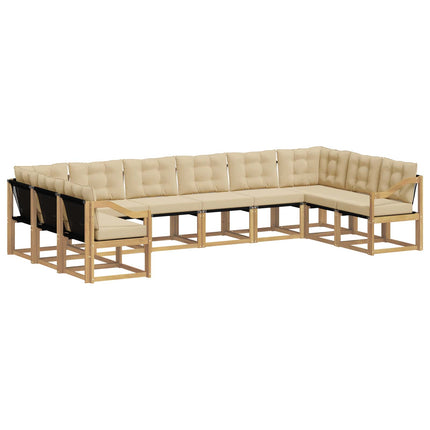 Udendørs sofagruppe med pude 10 pcs Hvid og Beige