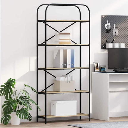 Bogreol 5 niveauer 80 x 30 x 183 cm Konstrueret træ Sonoma eg