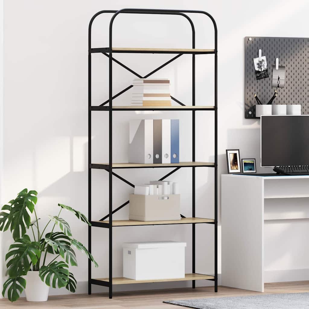 vidaXL Bogreol 5 niveauer 80 x 30 x 183 cm Konstrueret træ Sonoma eg