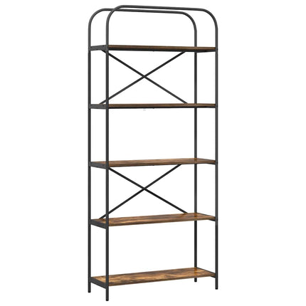 Bogreol 5 niveauer 80 x 30 x 183 cm Konstrueret træ Røget eg