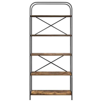 Bogreol 5 niveauer 80 x 30 x 183 cm Konstrueret træ Røget eg